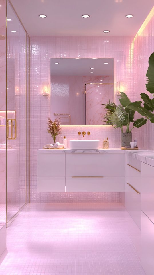 30 Pink Bathroom Design Ideas: Timeless Styles with Pink Tiles - Glamorous Place