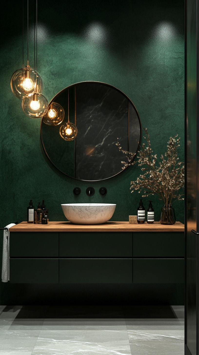 Aesthetic Dark Green Bathroom