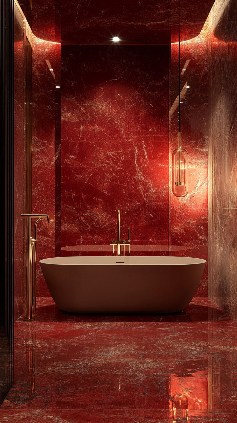 Bathroom with red marble
