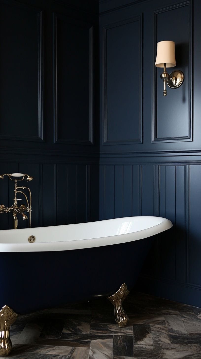 Moody traditional bathroom