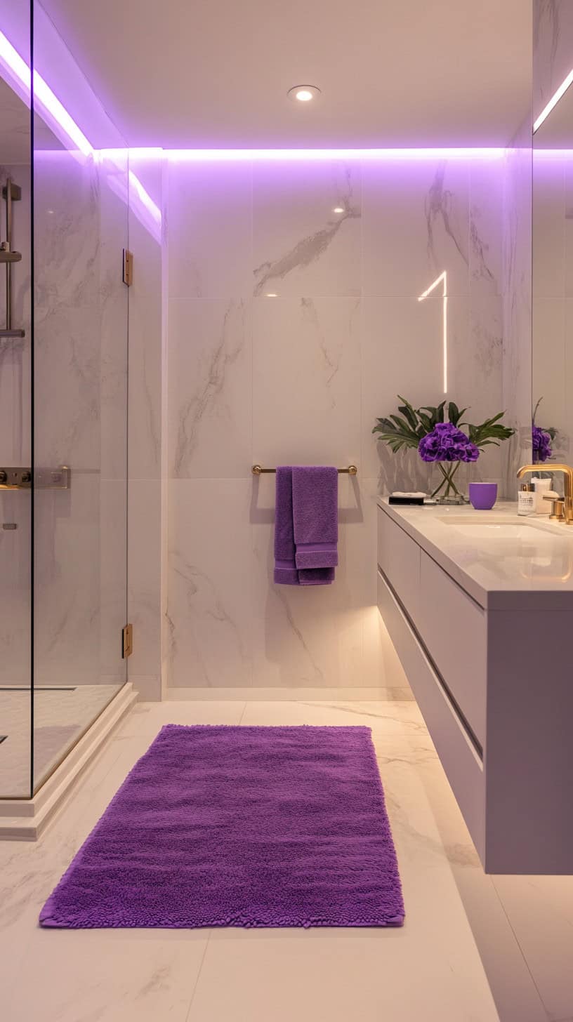 Bathroom with purple accents