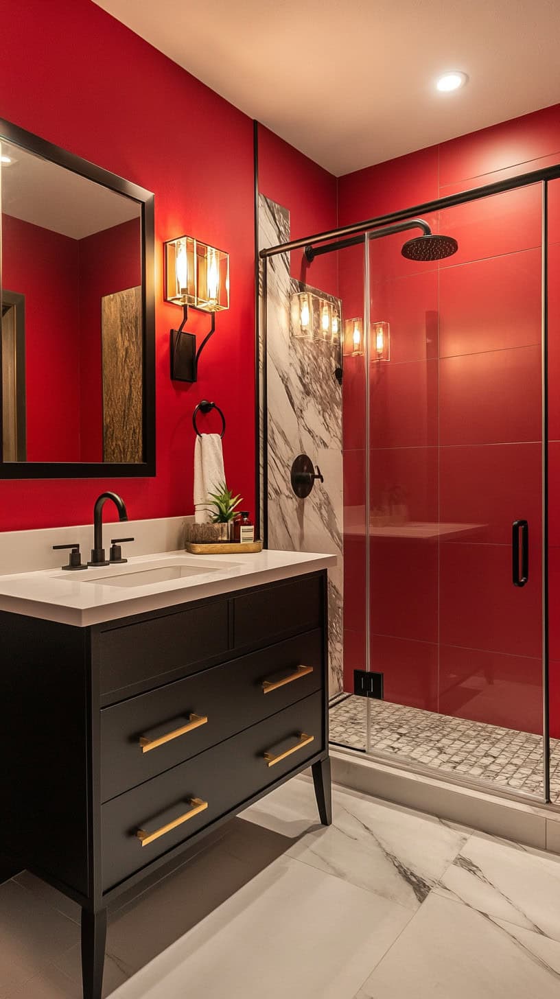 Bathroom with red walls