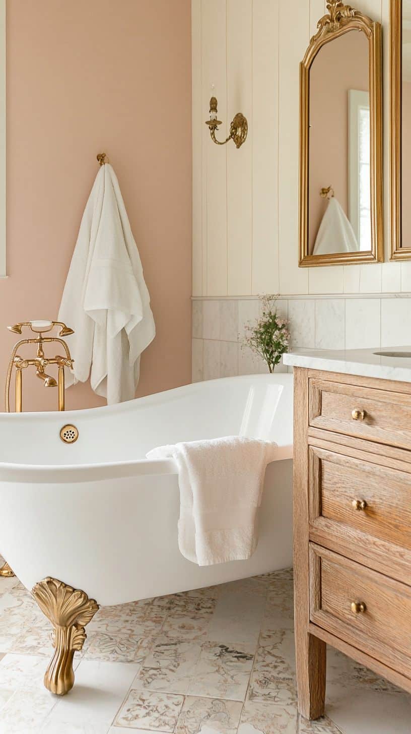 French country bathroom with floor