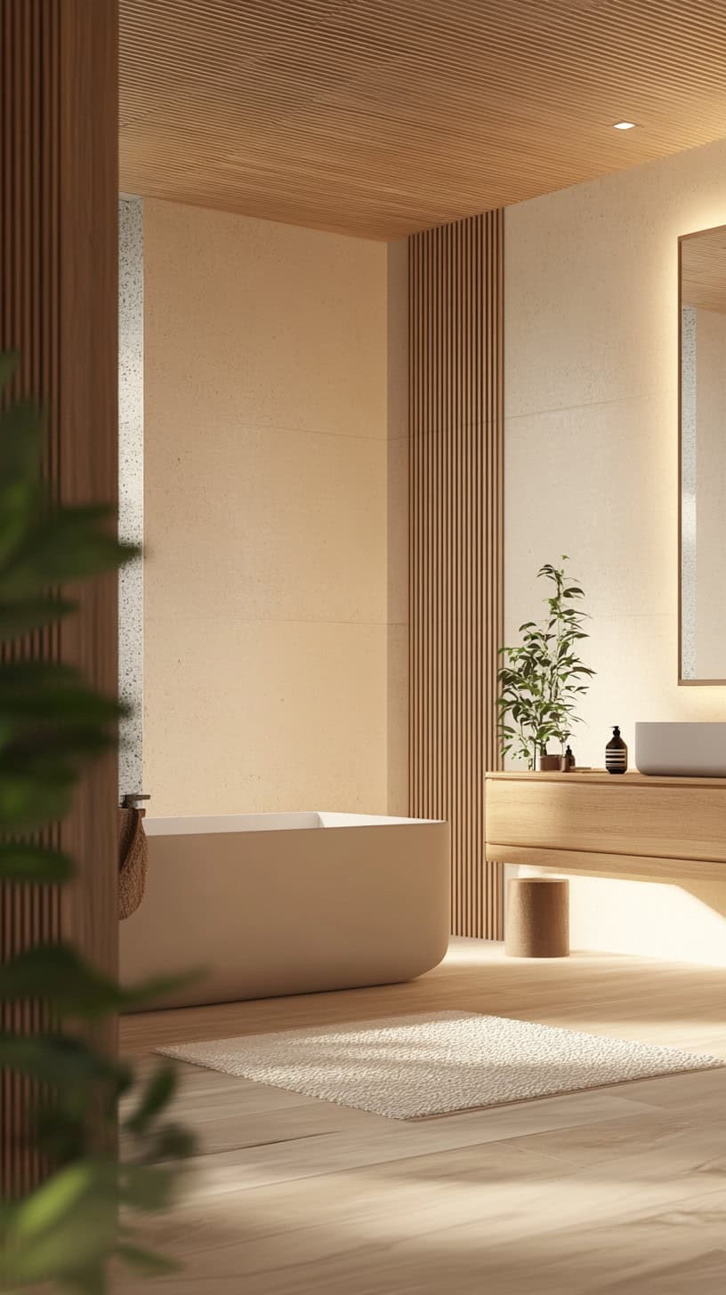Japandi bathroom floor