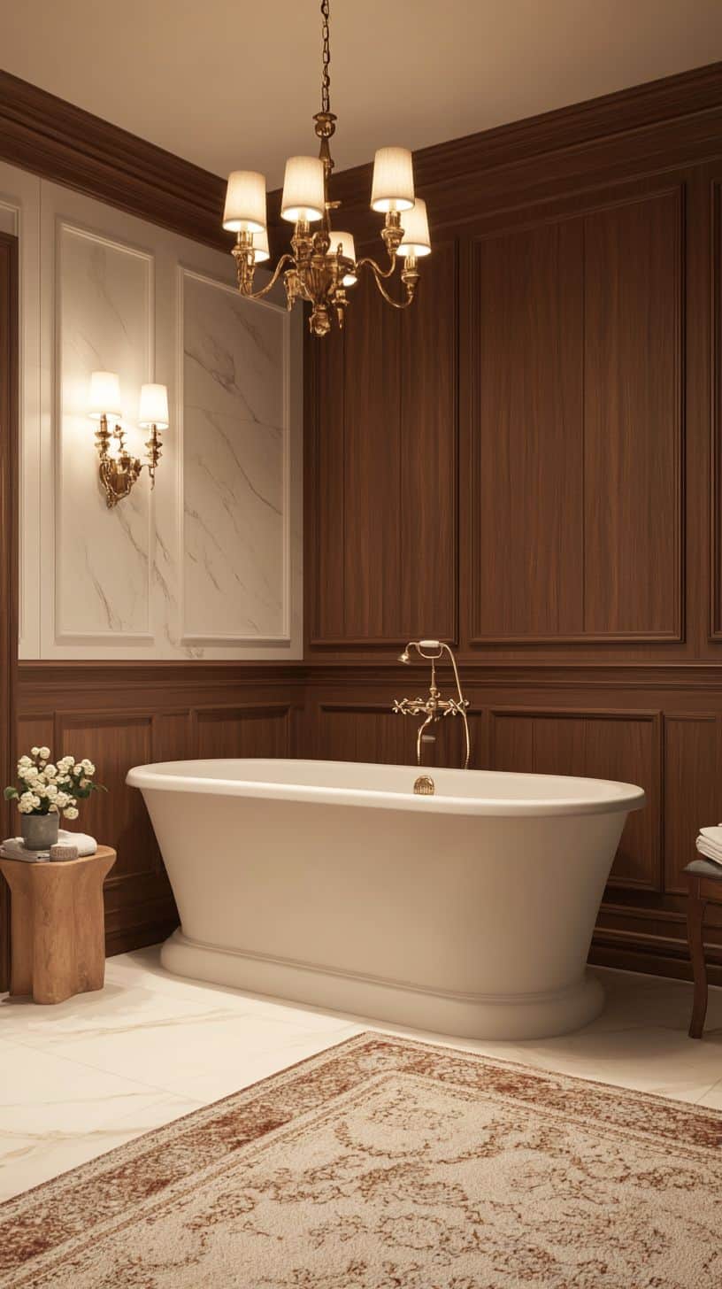 Traditional bathroom with lighting