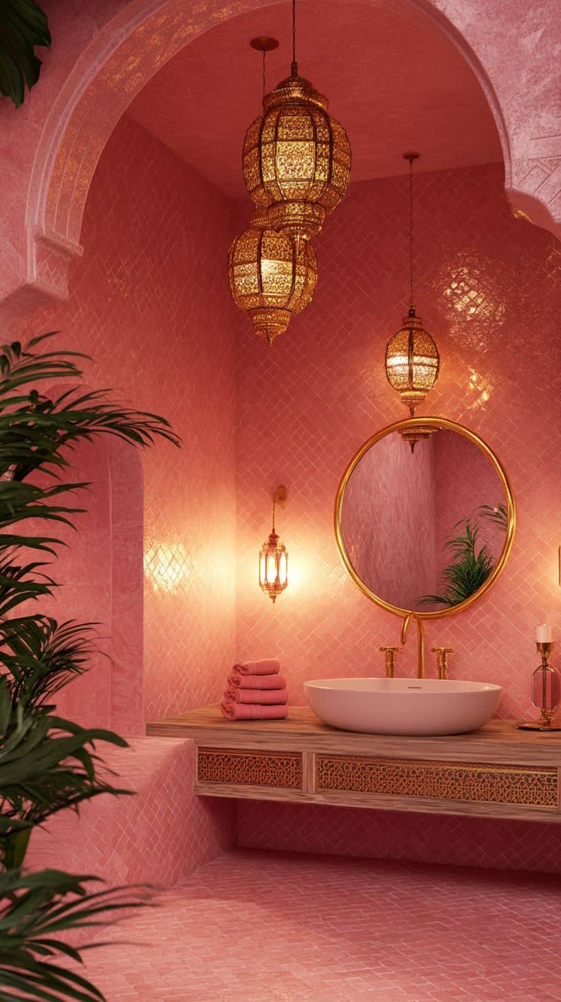 Pink moroccan bathroom