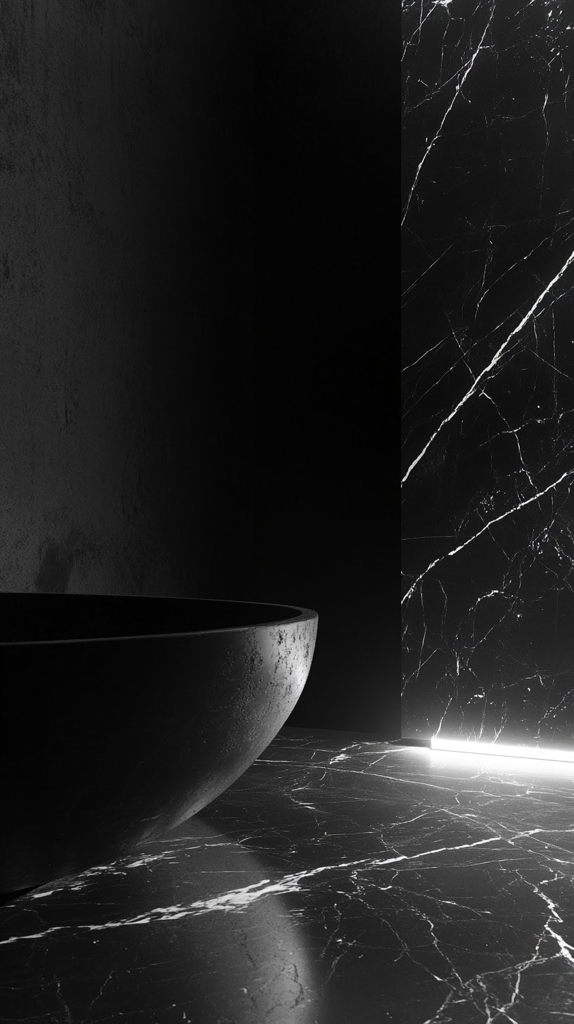 Black and white marble bathroom