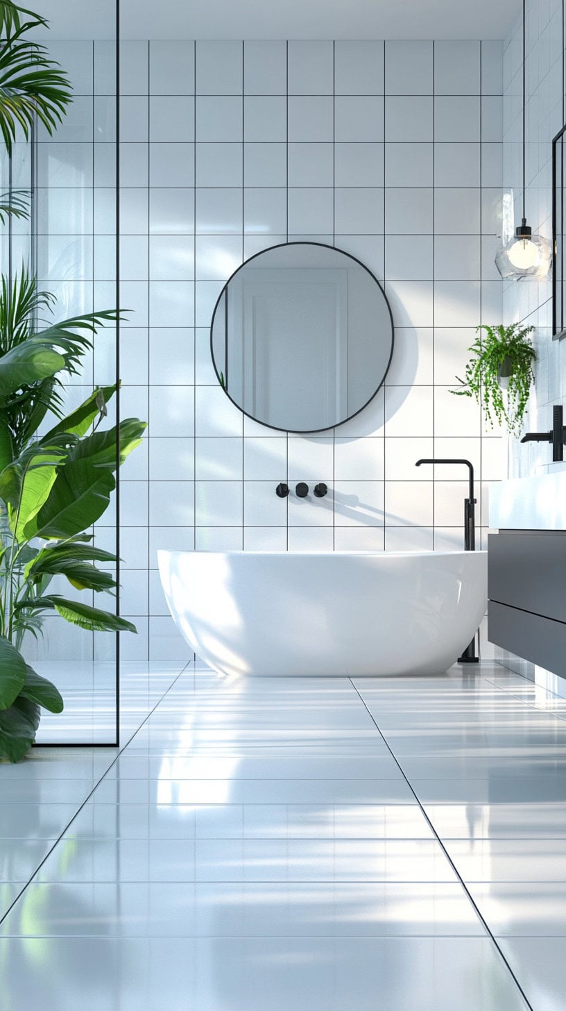 Bathroom with white tile