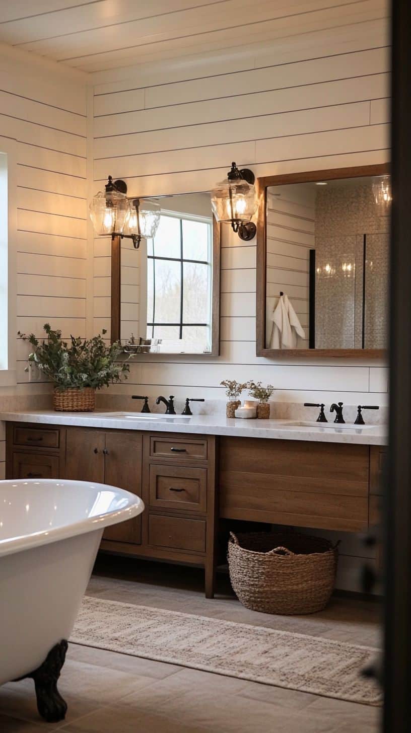 Rustic farmhouse master bathroom