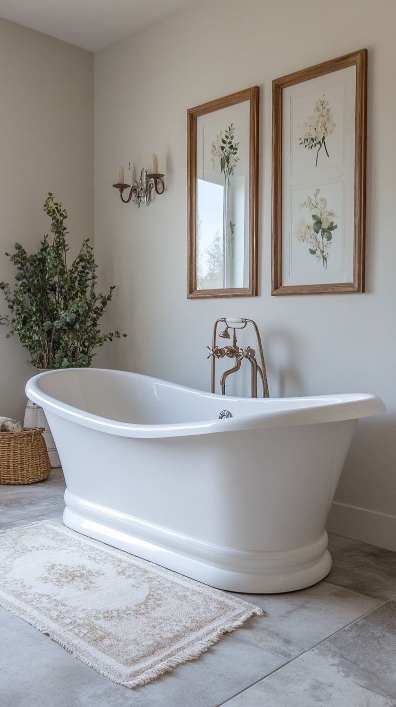 French country bathroom with wall decor