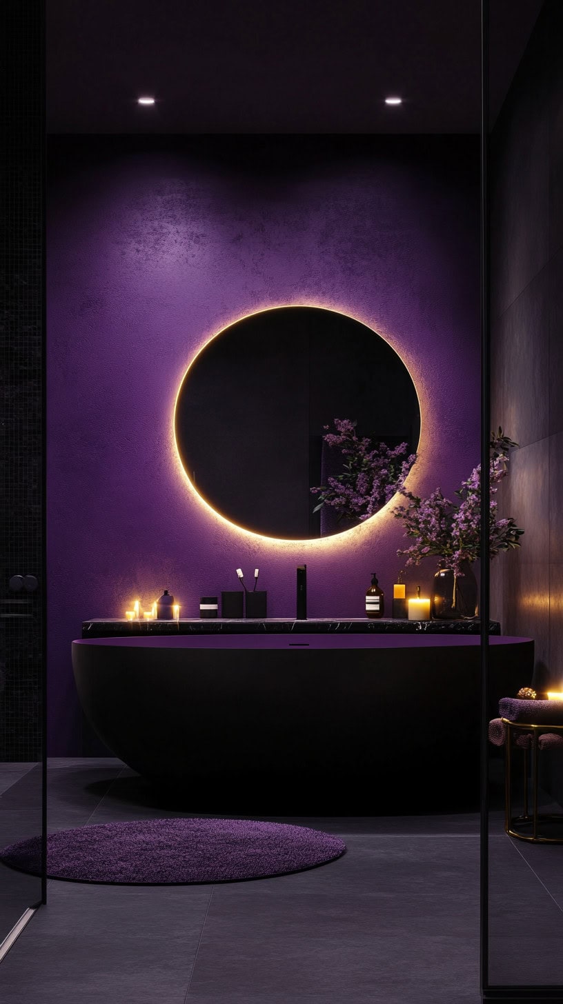 Moody purple bathroom