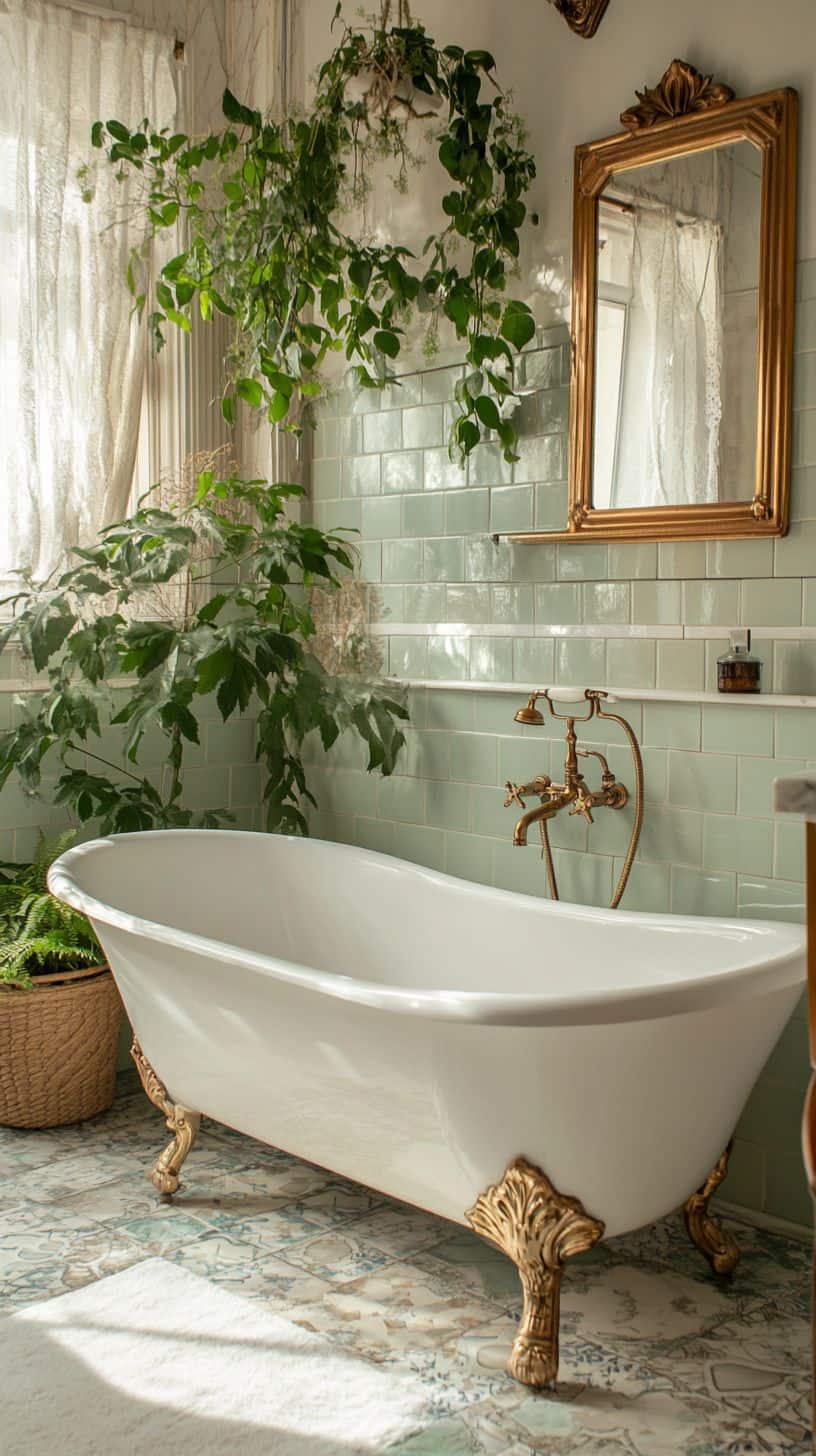 Vintage apartment bathroom with decor