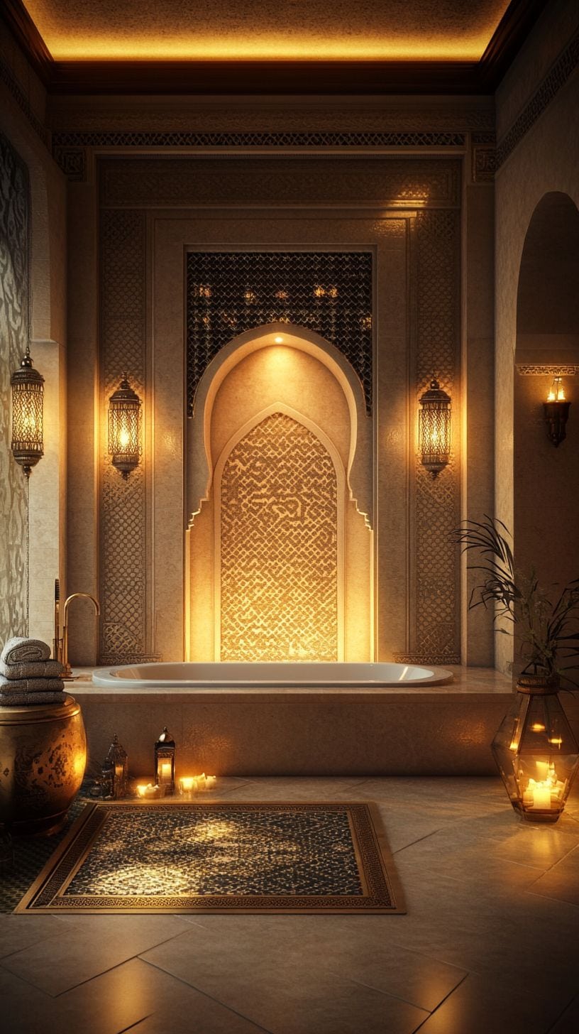 Moroccan bathroom with lighting
