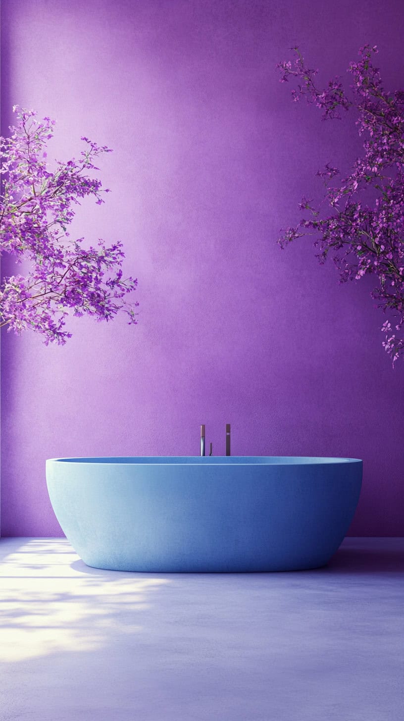 Purple and blue bathroom
