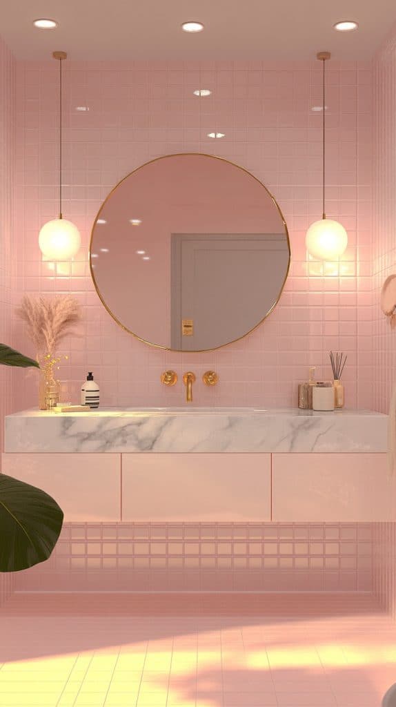 30 Pink Bathroom Design Ideas: Timeless Styles with Pink Tiles