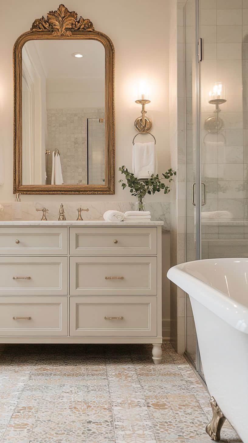Traditional bathroom with mirror