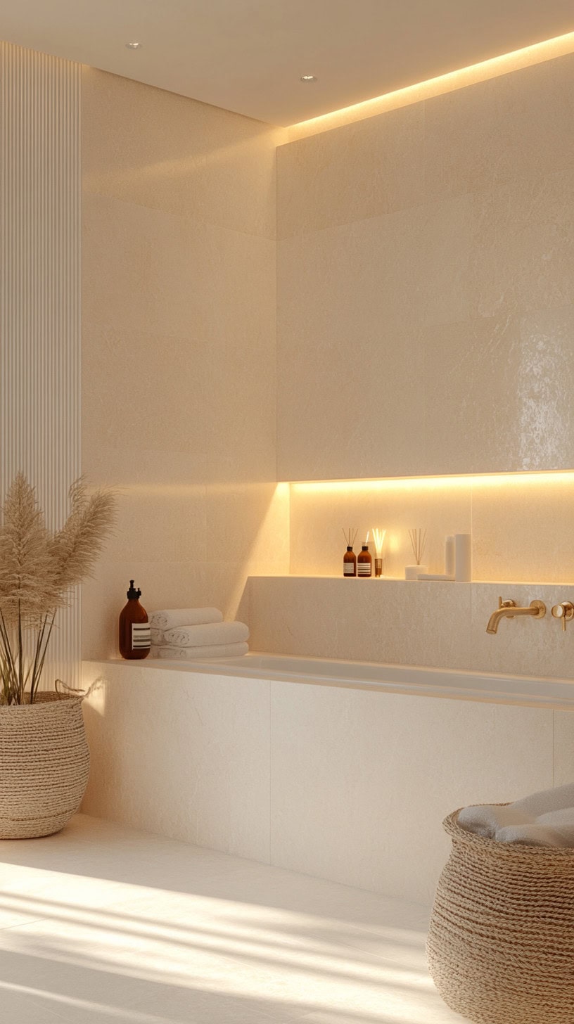 White and beige bathroom with decor