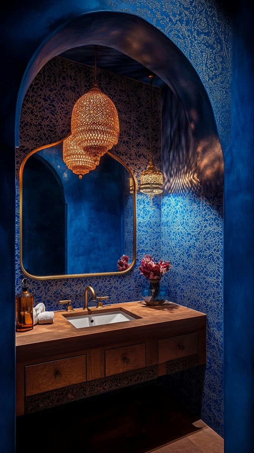 Moroccan powder bathroom
