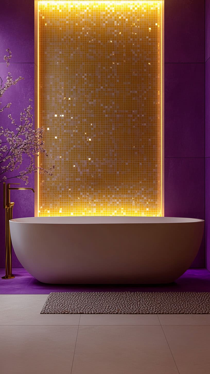 Purple and yellow bathroom