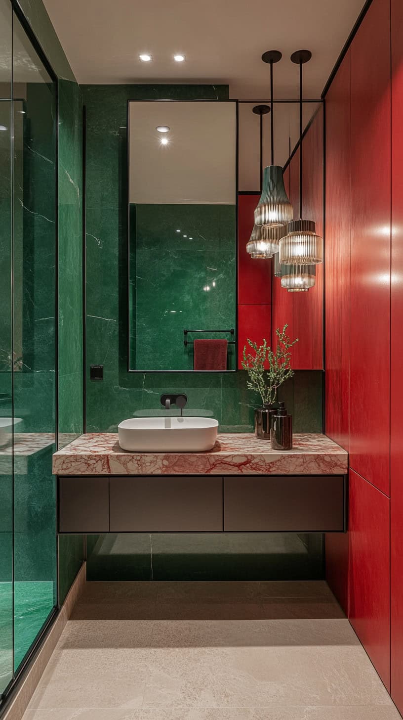 Red and green bathroom