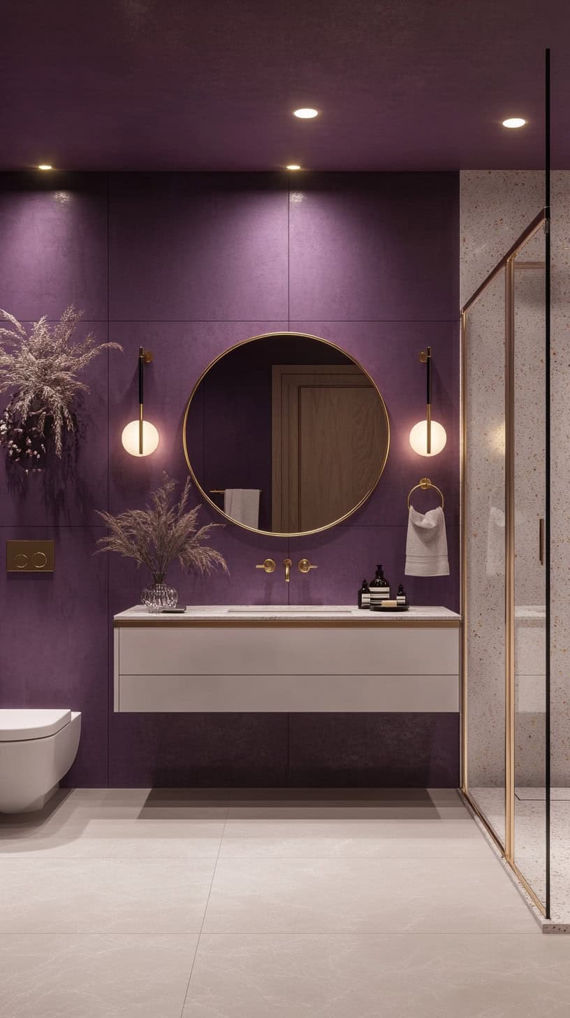 Bathroom with purple walls