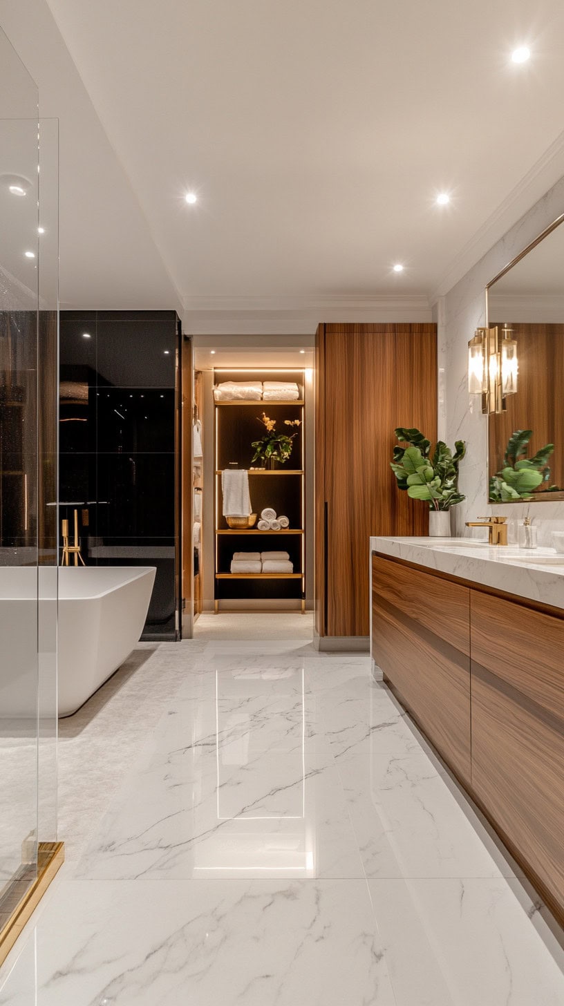 Master bathroom with closet combo