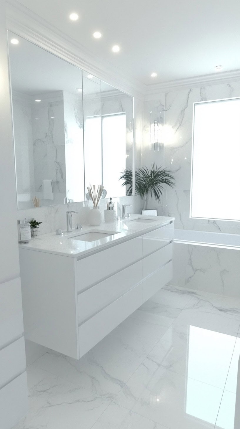 White bathroom with vanity