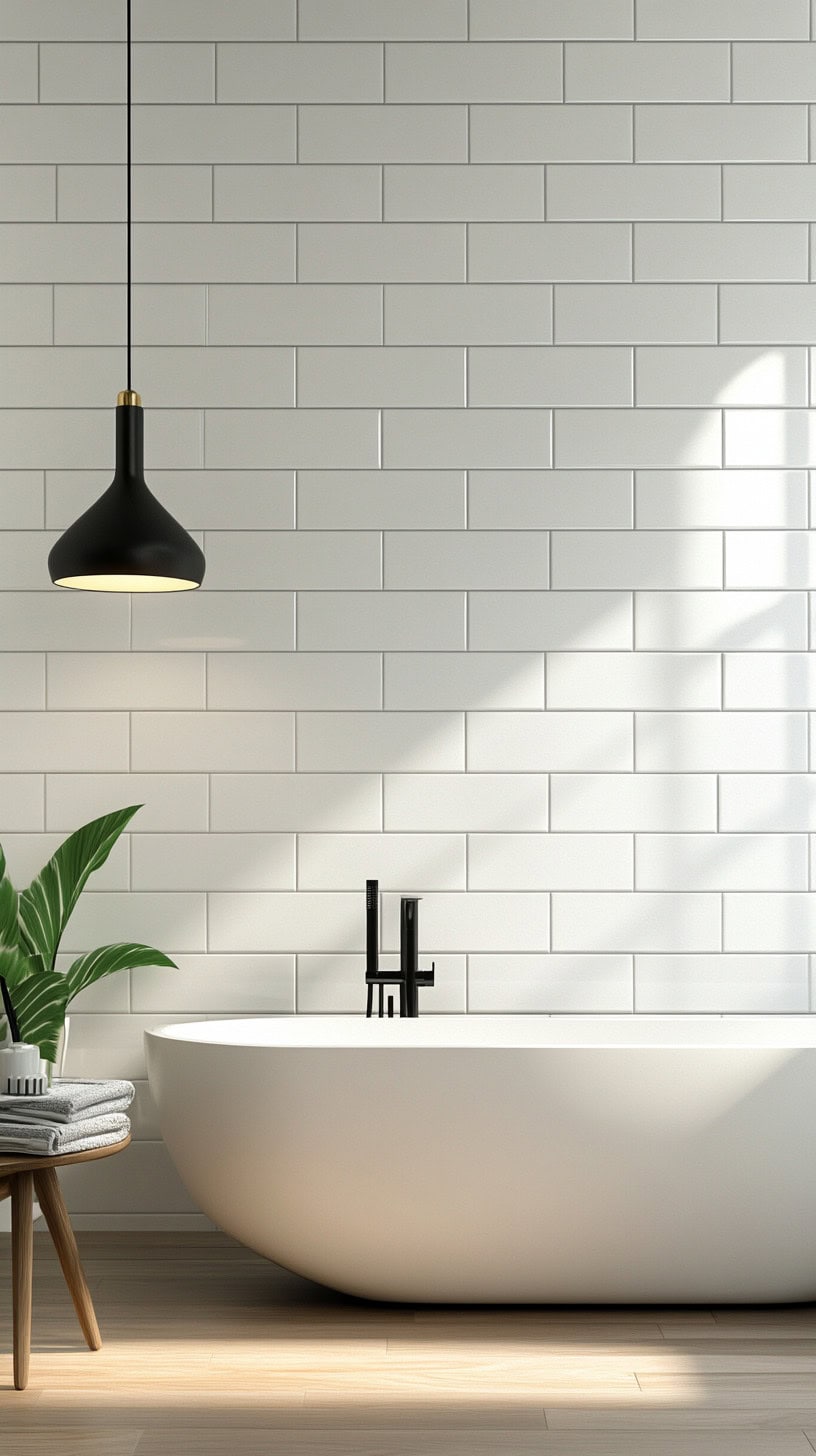Bathroom with white subway tile