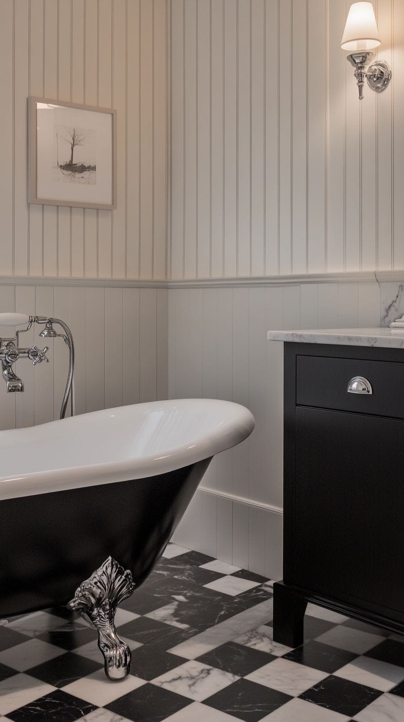 Black and white traditional bathroom