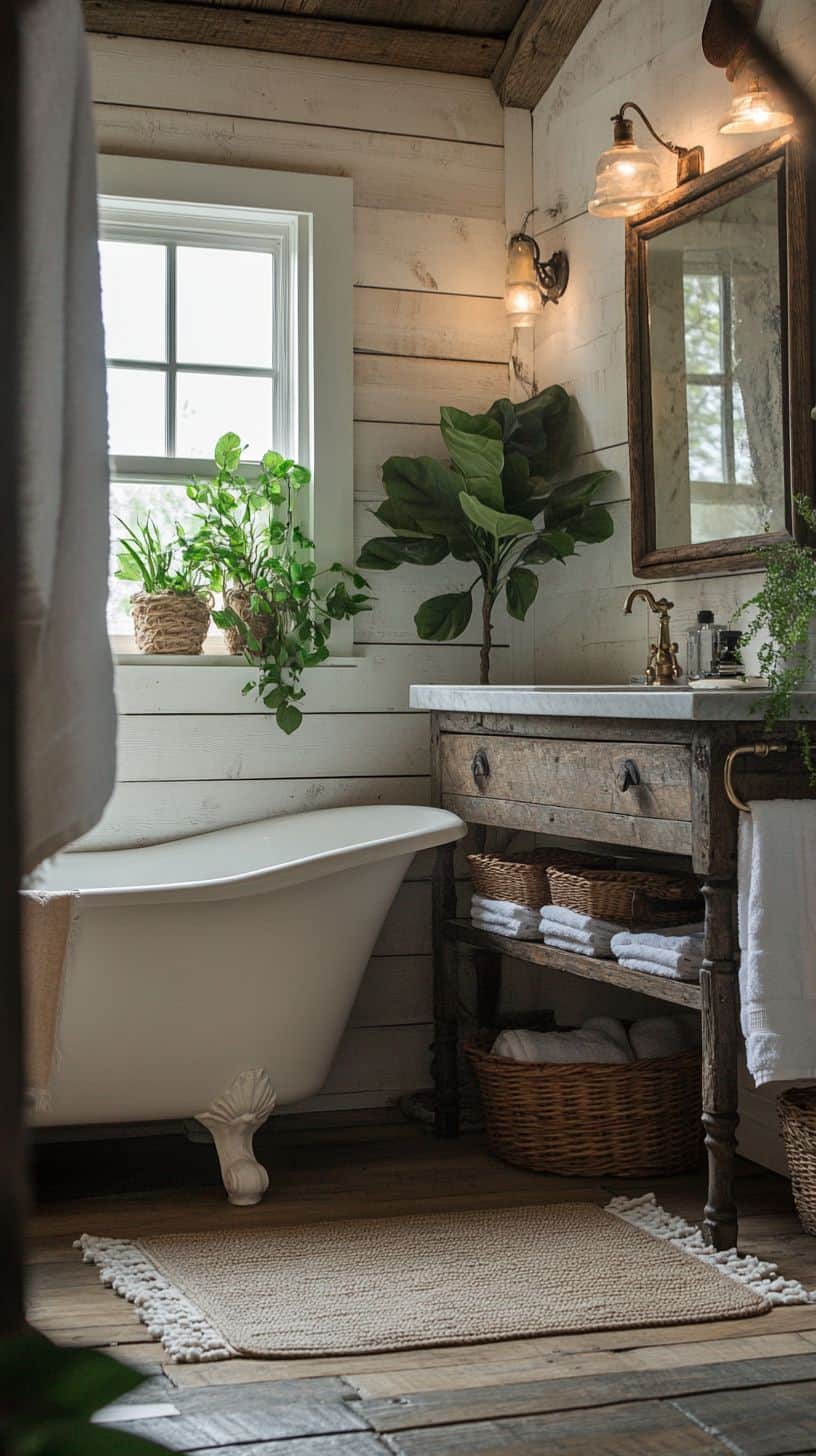 Rustic cottage bathroom