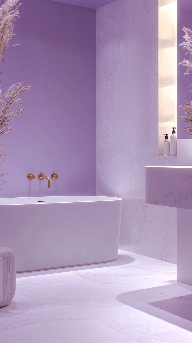 Bathroom with light purple walls