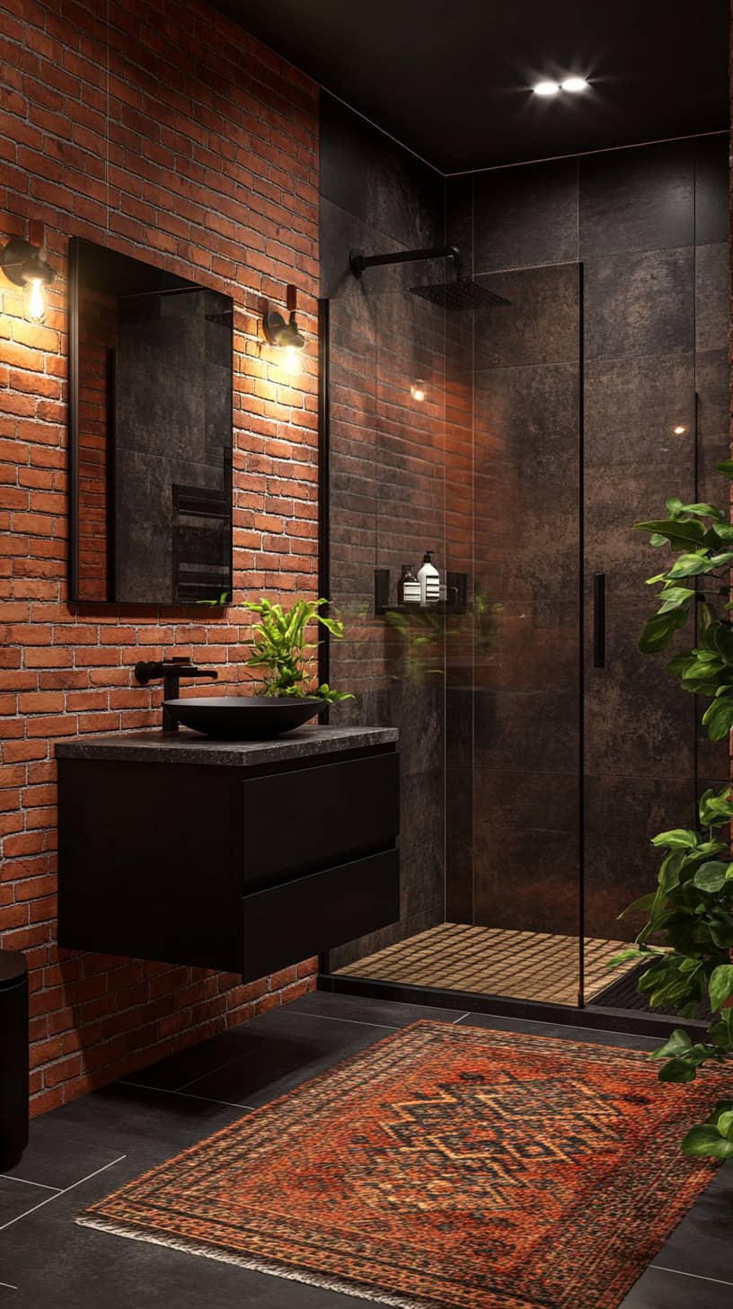 Bathroom with red brick