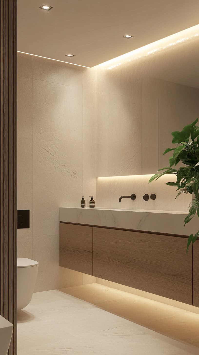 Bathroom with white oak vanity