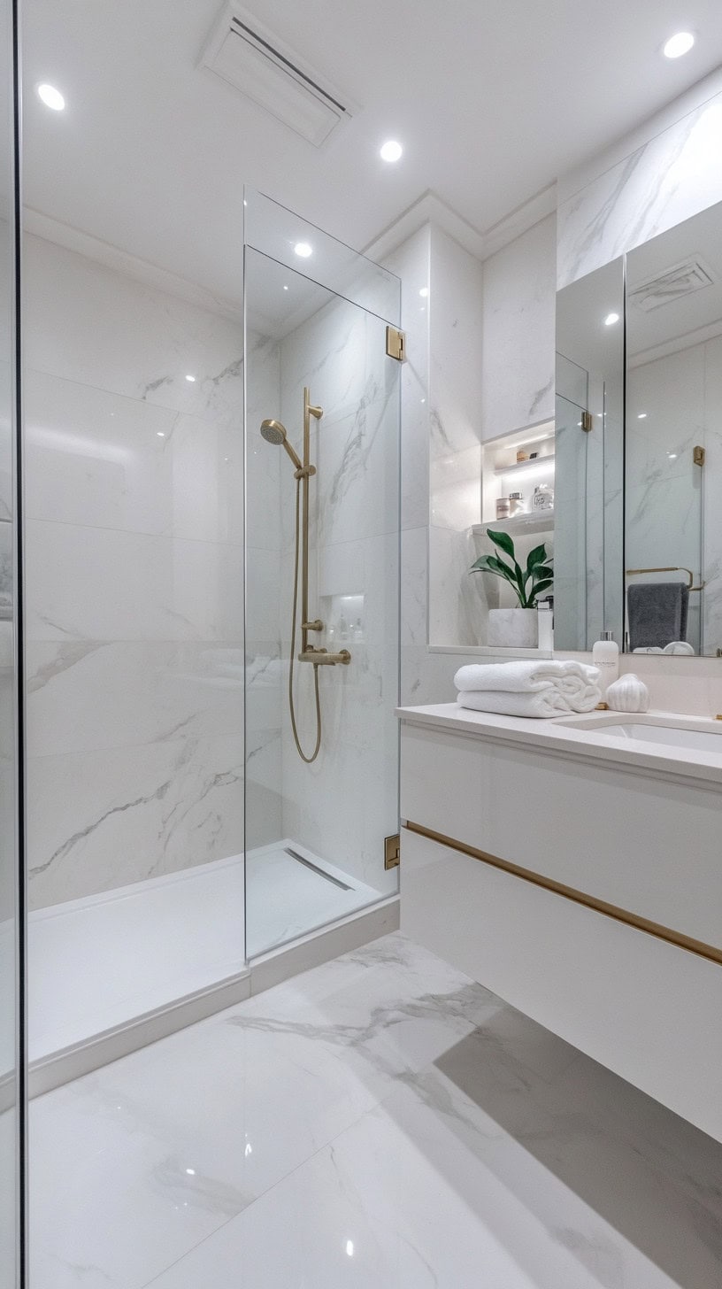 Carrara marble bathroom