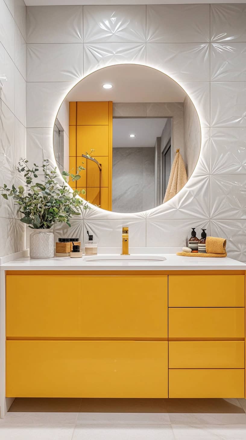 Bathroom with yellow vanity