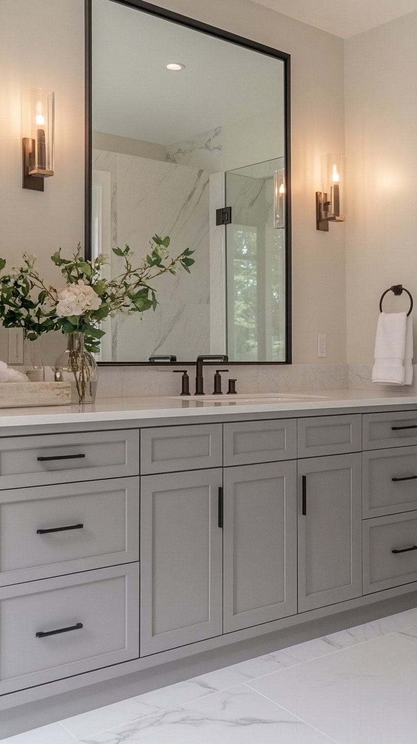 Master bathroom with gray vanity
