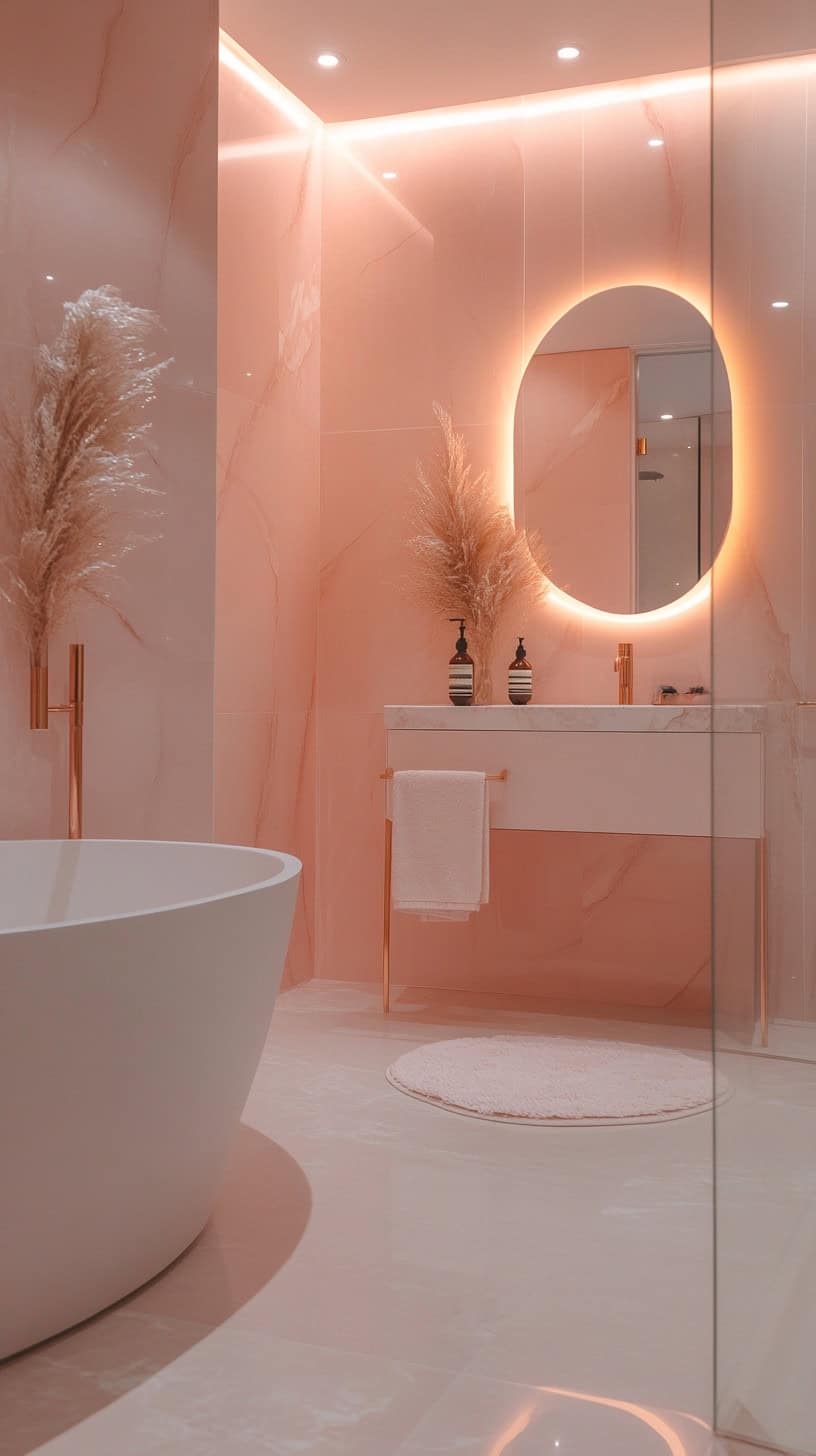 Pink marble bathroom