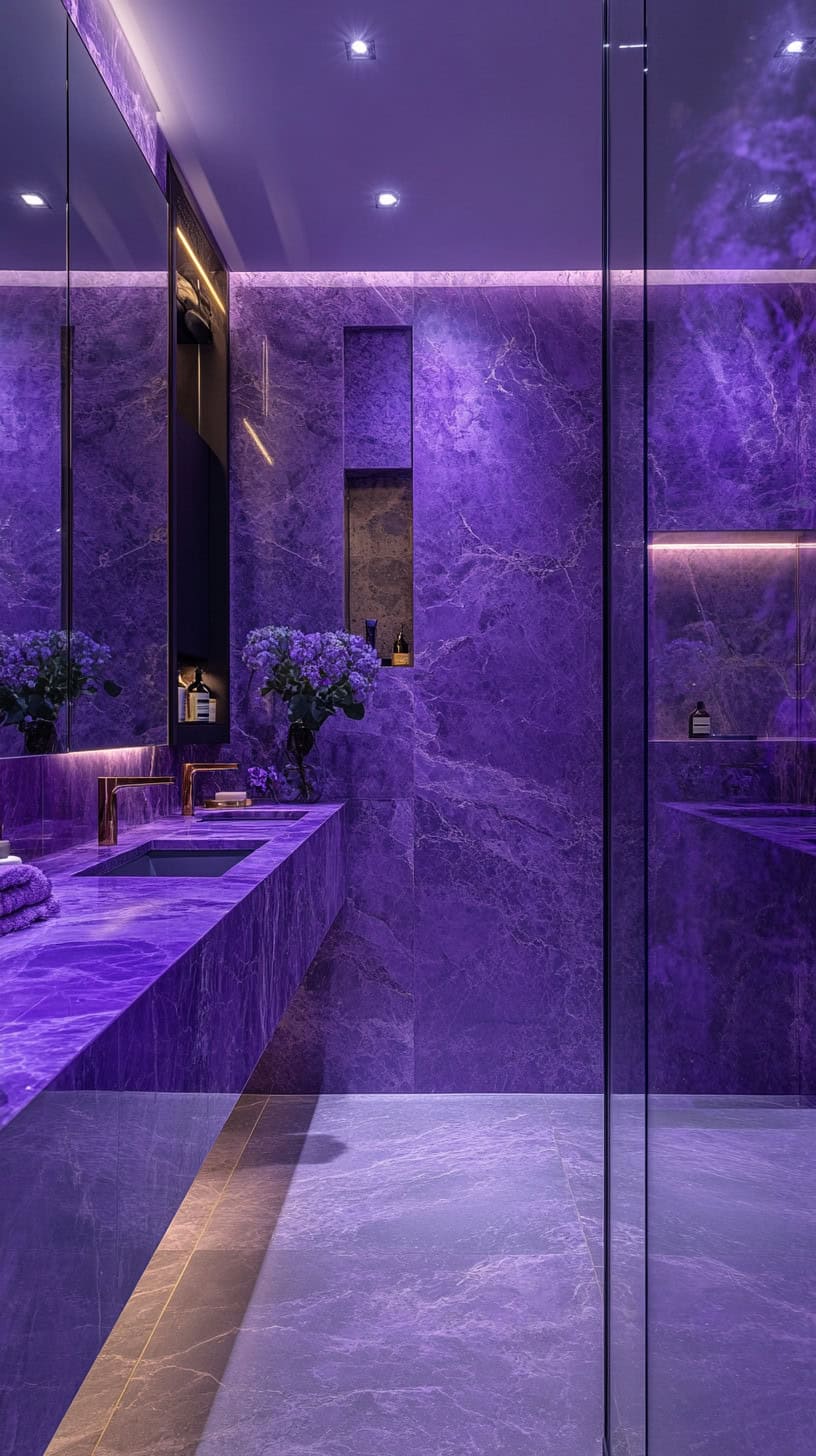 Purple marble bathroom