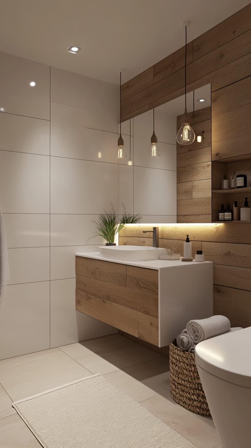 White and wood bathroom