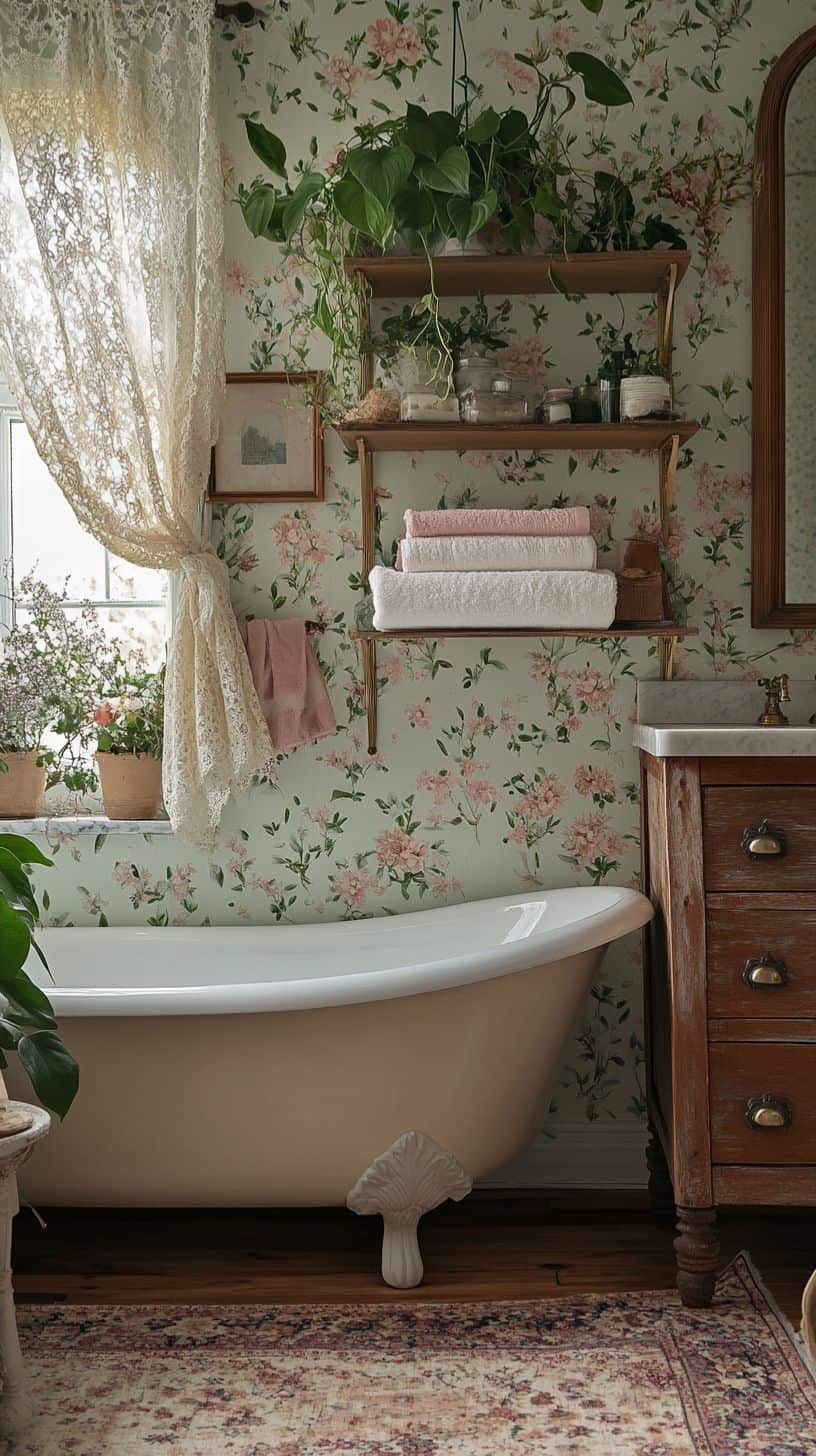 Cottage core small bathroom