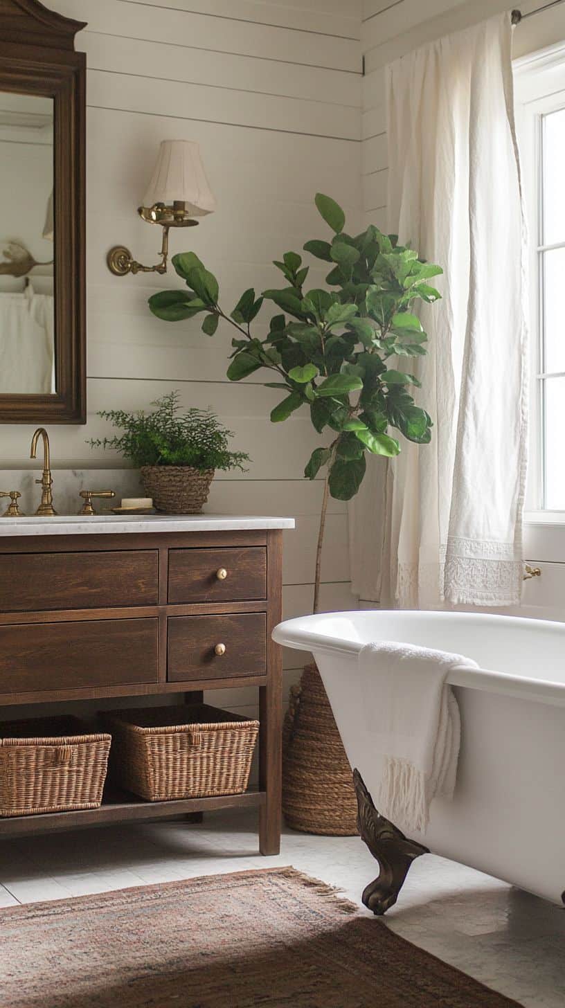 Rustic country farmhouse bathroom