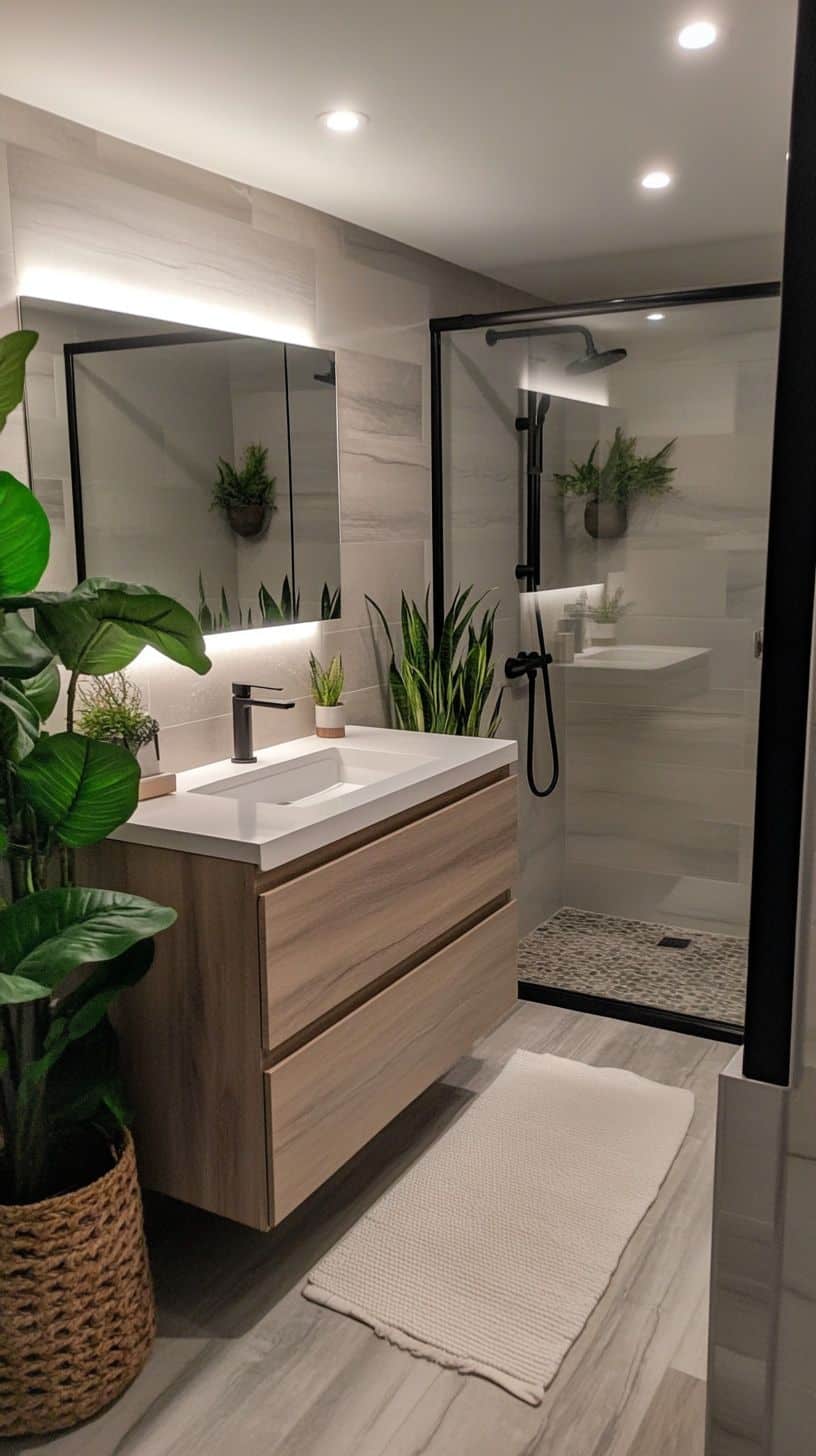 Small apartment bathroom with decor