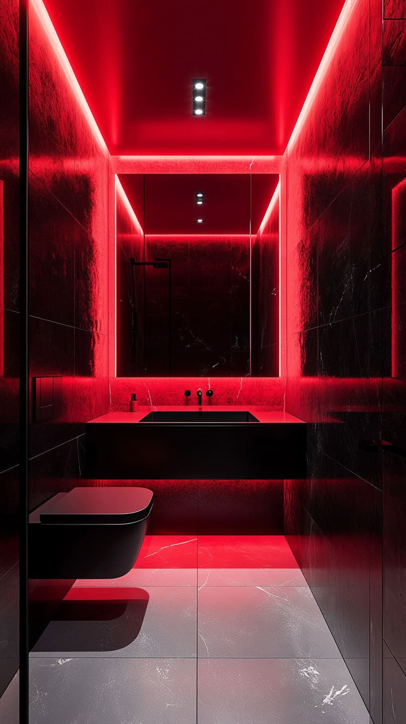 Bathroom with red light
