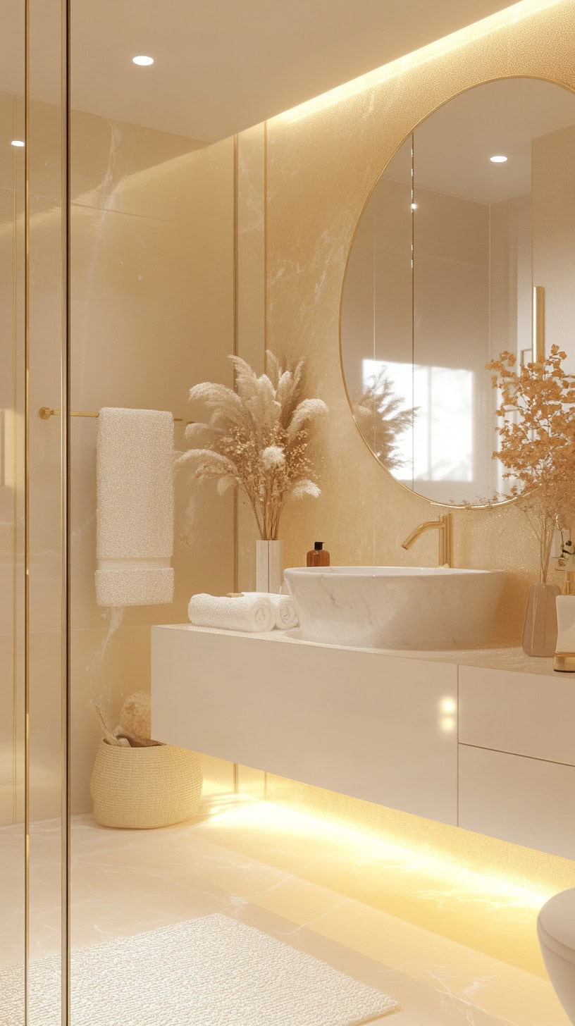 Pastel yellow bathroom
