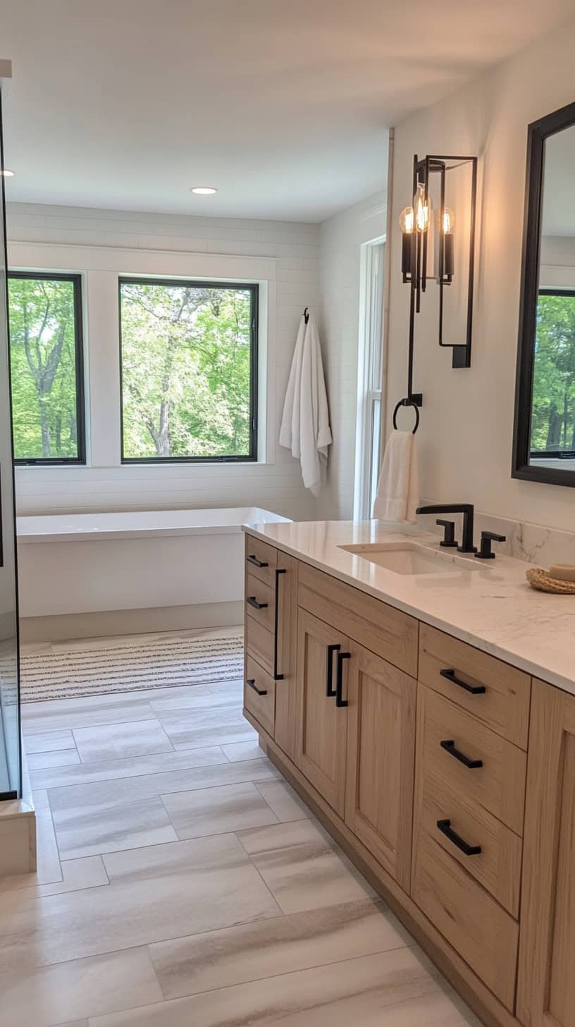 Master bathroom with white oak vanity
