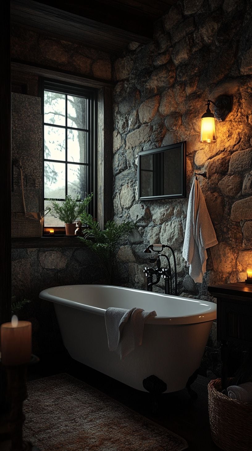Moody cottage bathroom