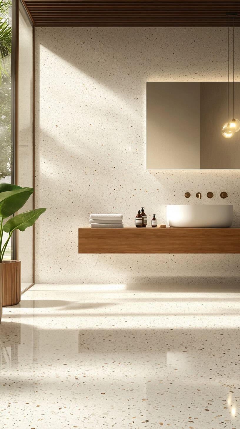 White terrazzo bathroom