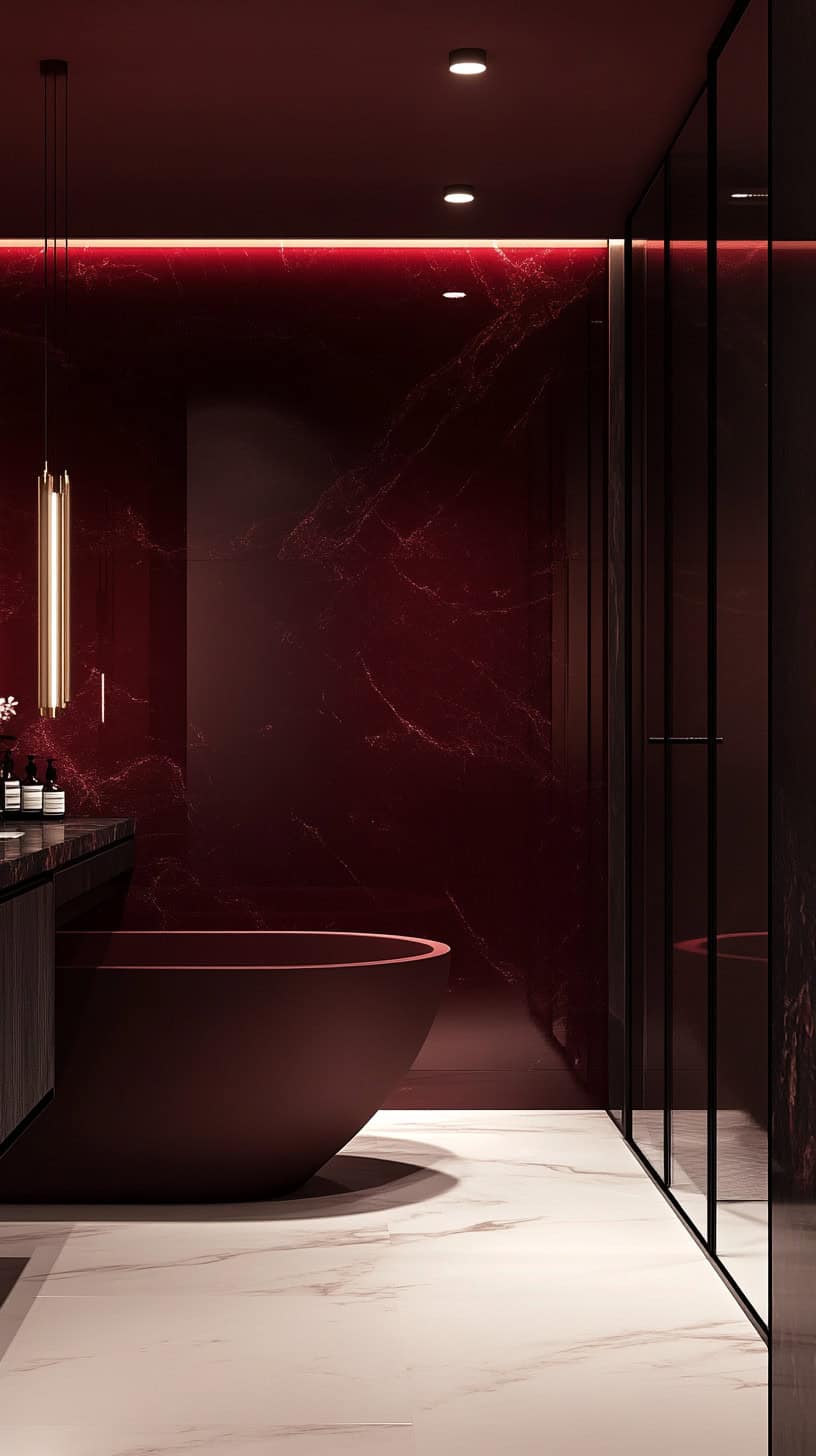 Wine red bathroom