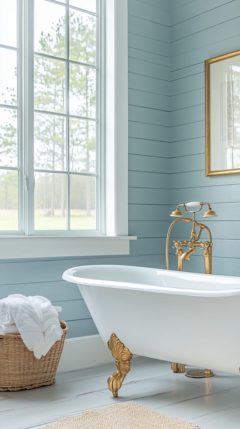 Blue cottage bathroom
