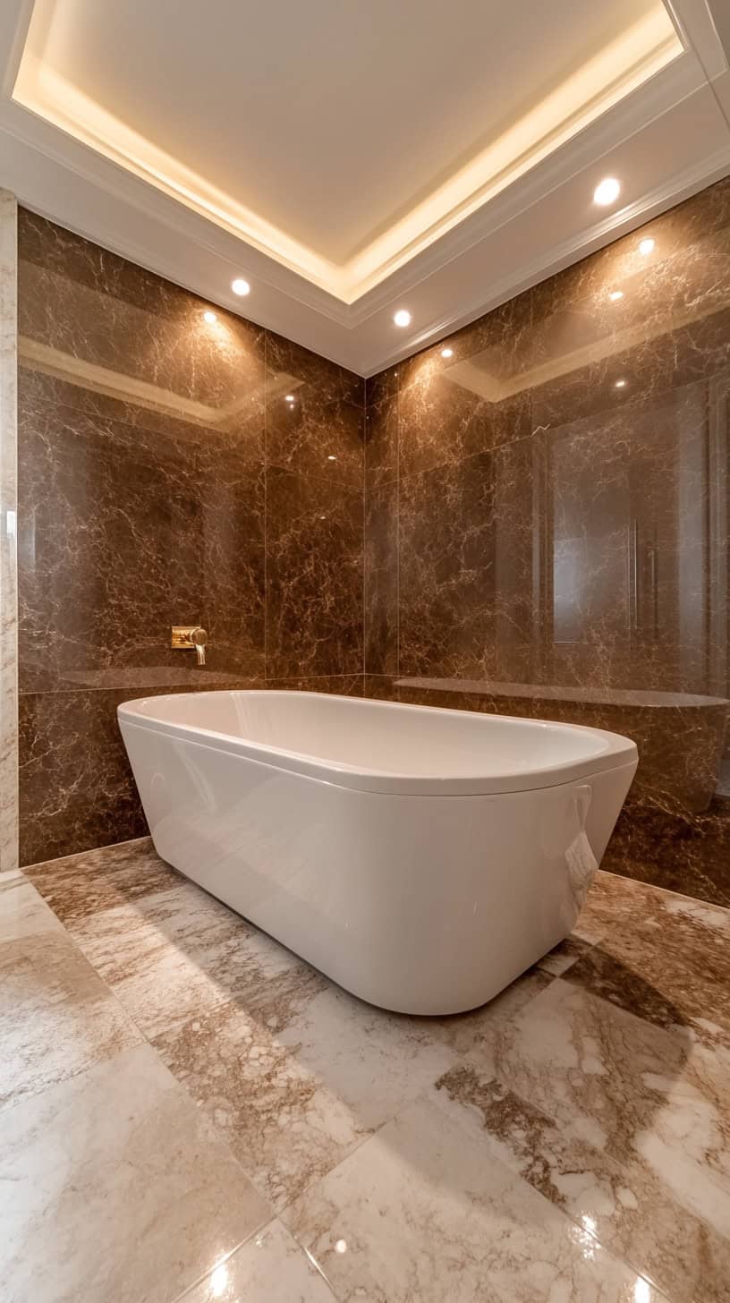 Brown marble bathroom